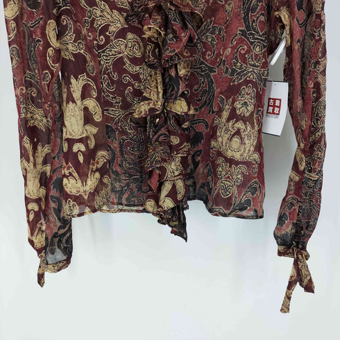 ロベルトカヴァリ roberto cavalli イタリア製 花柄 総柄 シアー シルク ブラウス レディース import:M