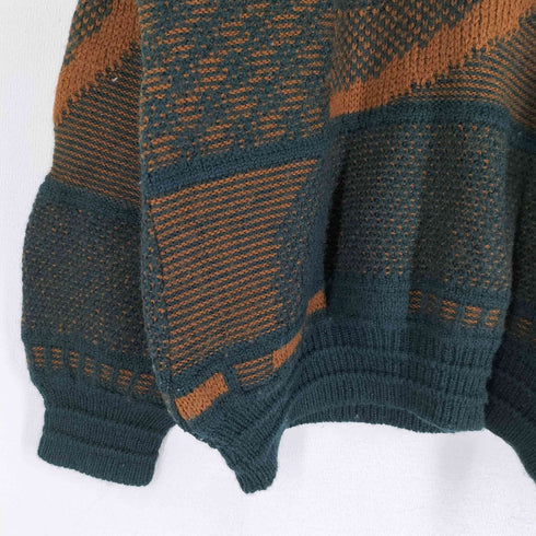 クロコダイル crocodile OLD 日本製 総柄 クルーネックウールニット セーター メンズ JPN:M