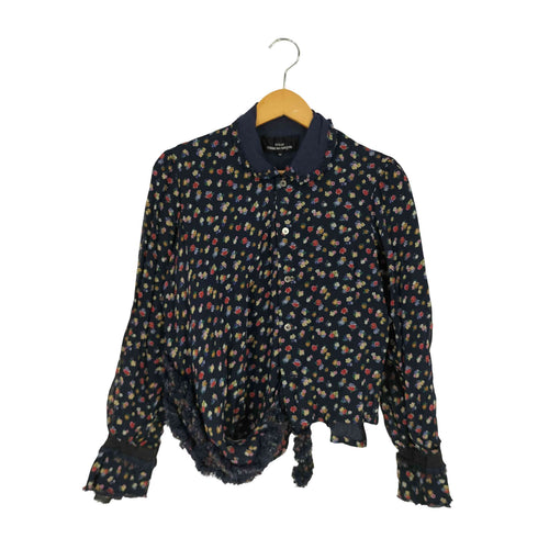 トリココムデギャルソン tricot COMME des GARCONS フラワーパターン レーヨン 丸襟 ラウンドカラー 変形 シャツブラウス レディース JPN:M