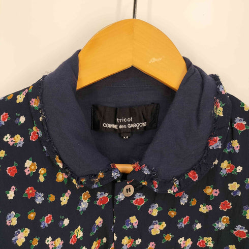 トリココムデギャルソン tricot COMME des GARCONS フラワーパターン レーヨン 丸襟 ラウンドカラー 変形 シャツブラウス レディース JPN:M