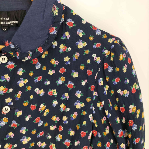 トリココムデギャルソン tricot COMME des GARCONS フラワーパターン レーヨン 丸襟 ラウンドカラー 変形 シャツブラウス レディース JPN:M