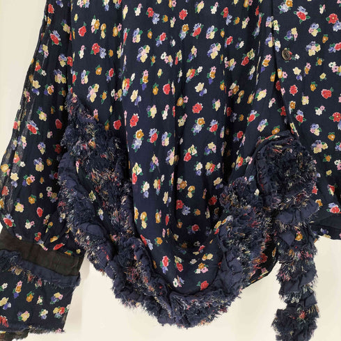 トリココムデギャルソン tricot COMME des GARCONS フラワーパターン レーヨン 丸襟 ラウンドカラー 変形 シャツブラウス レディース JPN:M