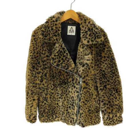 ユニフ UNIF レオパード ダブルライダース ボアフリース ジャケット レディース import:XS