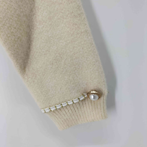 knit mix パールボタンノーカラーニットジャケット レディース JPN:S