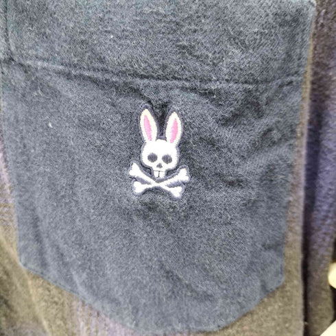 サイコバニー Psycho Bunny ロゴ刺繍ワンポケットL/Sオンブレチェックシャツ メンズ JPN:L
