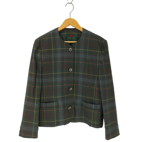PITLOCHRY ノーカラーチェック柄ジャケット レディース 12