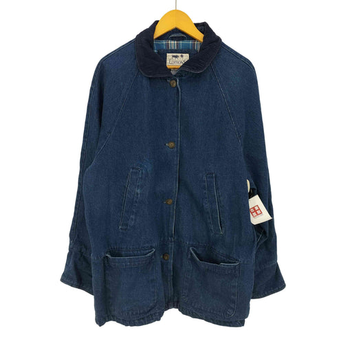 BASIC EDITION 90s 襟コーデュロイ 裏地ネル デニムカバーオール ハンティングジャケット メンズ import:L
