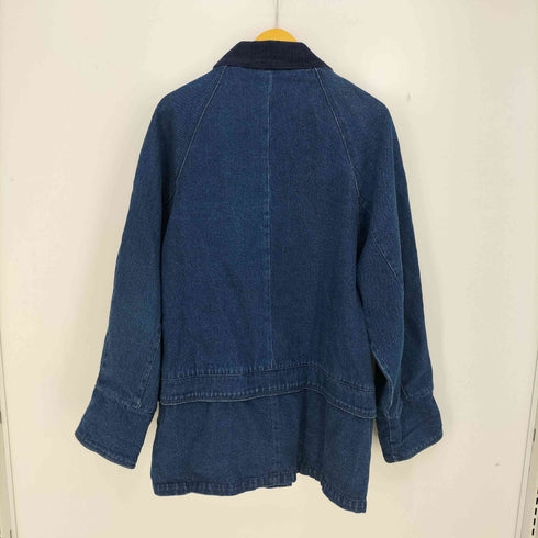 BASIC EDITION 90s 襟コーデュロイ 裏地ネル デニムカバーオール ハンティングジャケット メンズ import:L