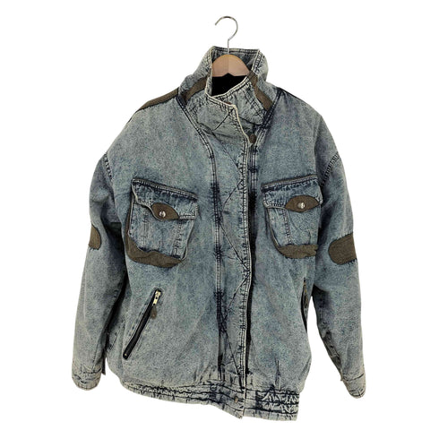 MICKI} ケミカルウォッシュ 中綿 デニムジャケット レディース import:L