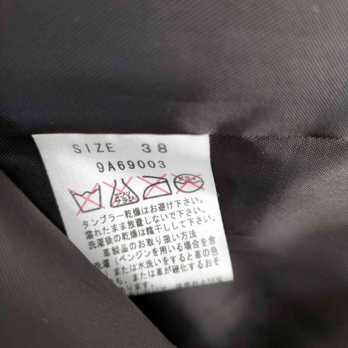 羊革 ノーカラー レザーハーフコート レディース JPN:38