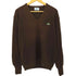 アイゾッドラコステ IZOD LACOSTE 70-80s ユニオンチケット ワンポイント刺繍 Vネック L/S アクリルニット レディース import:L