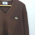 アイゾッドラコステ IZOD LACOSTE 70-80s ユニオンチケット ワンポイント刺繍 Vネック L/S アクリルニット レディース import:L