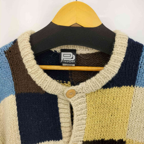 ブロックチェックウールノーカラージャケット メンズ import:L