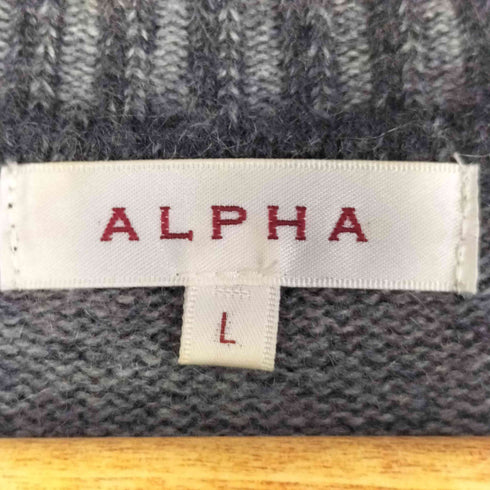 アルファ ALPHA カシミヤ Vネック チェックニット メンズ L
