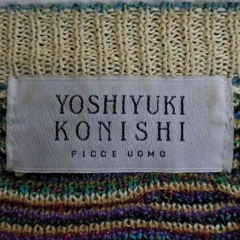 ヨシユキコニシ YOSHIYUKI KONISHI FICCE UOMO 総柄 ラメ入り クルーネックニット メンズ