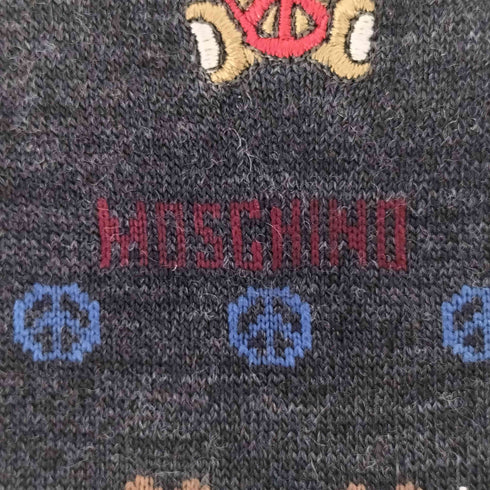 モスキーノ MOSCHINO ロゴ刺繍 総柄 ソックス メンズ 25-26cm