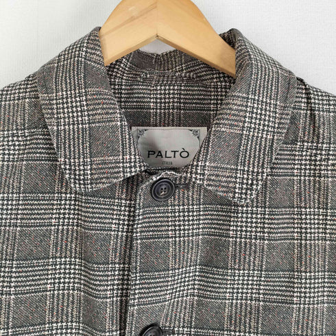 PALTO FLAVIO 17 PRINT コットン地 チェックステンカラーコート メンズ