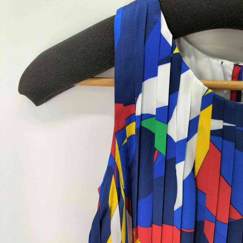 ポロラルフローレン POLO RALPH LAUREN 幾何学模様 ノースリーブプリーツワンピース レディース 14