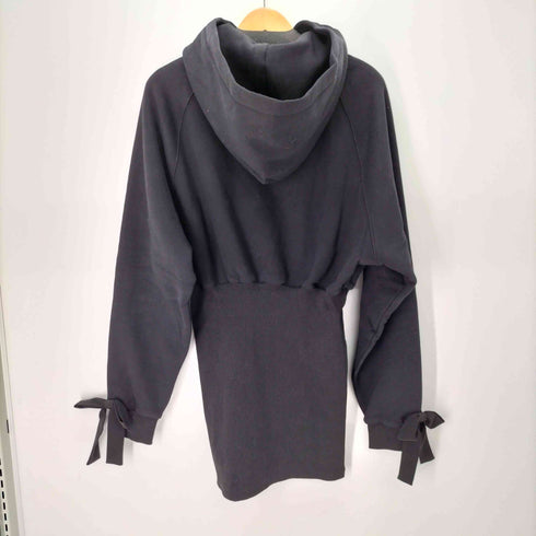M me eme ワンポイント刺繍ロングパーカー レディース FREE