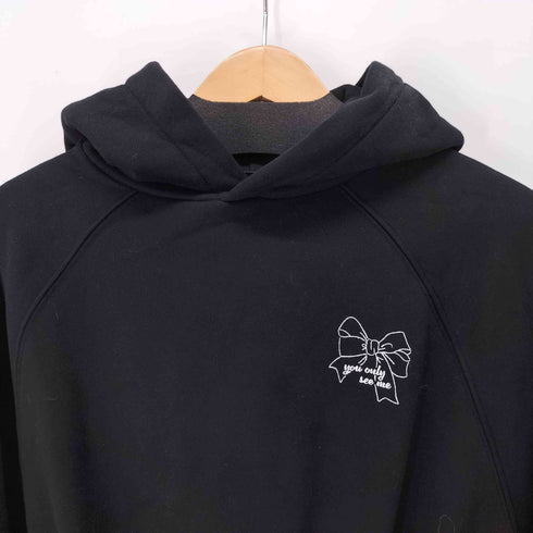 M me eme ワンポイント刺繍ロングパーカー レディース FREE