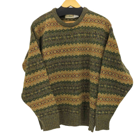 エルエルビーン L.L.Bean 80S スコットランド製 ウール 総柄 ニット メンズ import:L