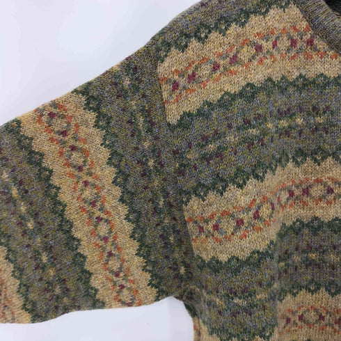 エルエルビーン L.L.Bean 80S スコットランド製 ウール 総柄 ニット メンズ import:L
