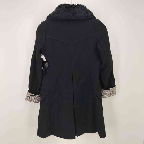 バーバリーブルーレーベル BURBERRY BLUE LABEL 裏地ノバチェック メルトンファー付スタンドカラーコート レディース 36