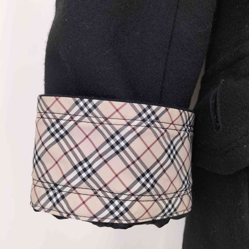 バーバリーブルーレーベル BURBERRY BLUE LABEL 裏地ノバチェック メルトンファー付スタンドカラーコート レディース 36