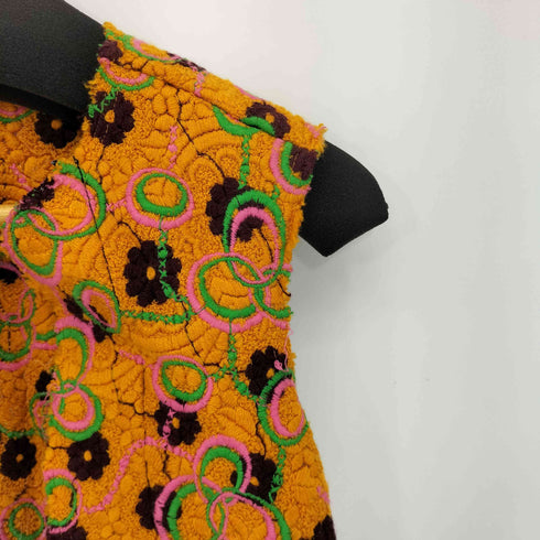 コムデギャルソン COMME des GARCONS フラワー刺繍ロングノーカラーべスト レディース