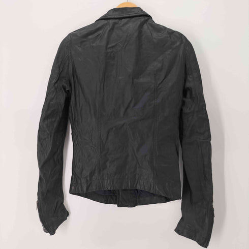 リックオウエンス RICK OWENS olmar and mirta ZIP LEATHER JACKET 変形ジップレザーライダースジャケット メンズ 46