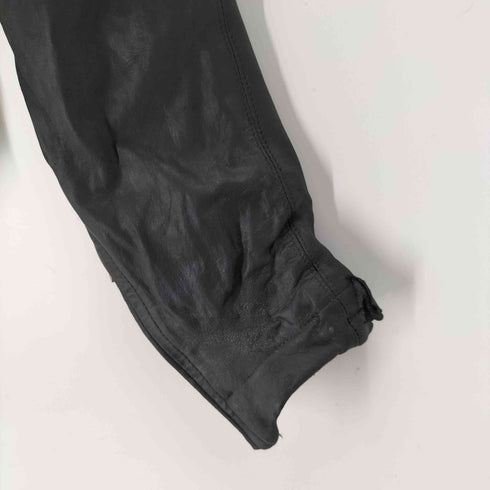 リックオウエンス RICK OWENS olmar and mirta ZIP LEATHER JACKET 変形ジップレザーライダースジャケット メンズ 46