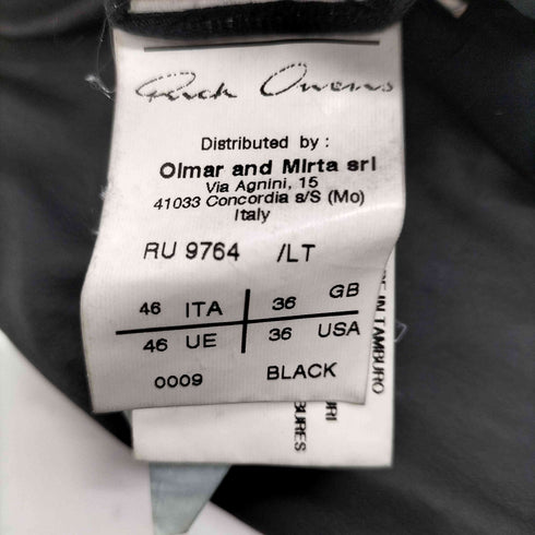 リックオウエンス RICK OWENS olmar and mirta ZIP LEATHER JACKET 変形ジップレザーライダースジャケット メンズ 46