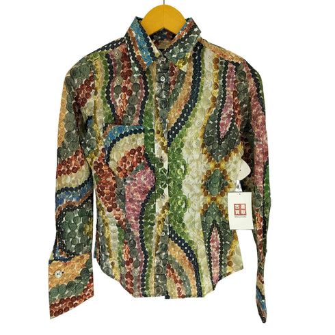 ポールスミスブラック Paul Smith BLACK ボタン グラデーション 総柄 L/S ドレス シャツ レディース EUR:40
