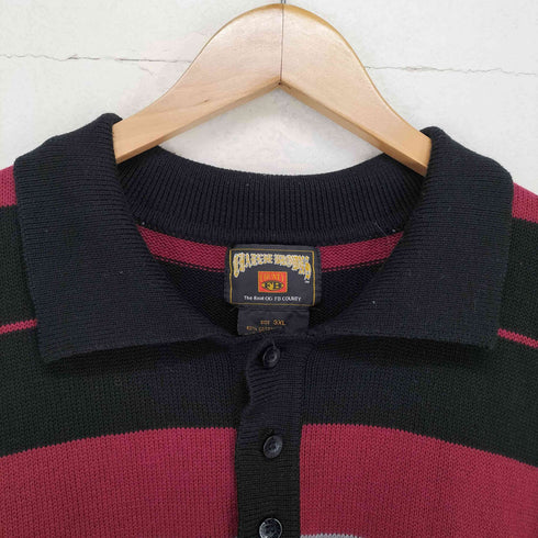 エフビーカウンティ FB COUNTY CHARLIE BROWN アクリル混 ボーダーS/S ポロシャツ メンズ 3XL