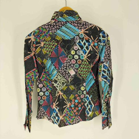 ポールスミスブラック Paul Smith BLACK 裁縫道具 ボタン リボン メジャー 総柄 L/S ドレス シャツ ロングカフス レディース EUR:40