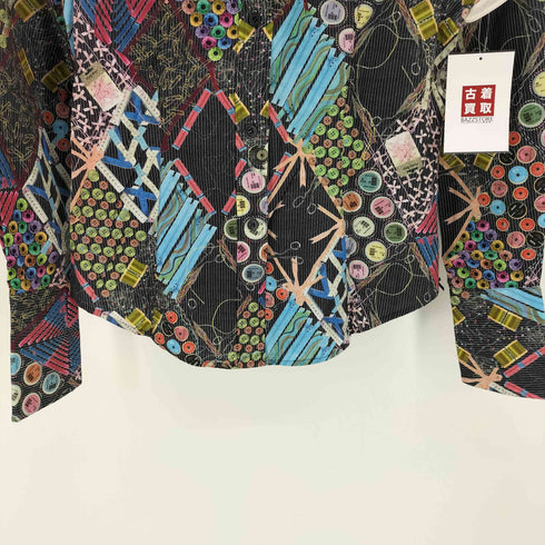ポールスミスブラック Paul Smith BLACK 裁縫道具 ボタン リボン メジャー 総柄 L/S ドレス シャツ ロングカフス レディース EUR:40