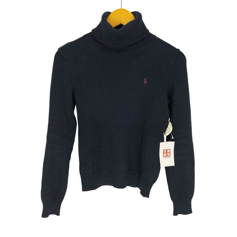 ラルフローレン RALPH LAUREN ポニー 刺繍 タートルネック コットン ニット セーター レディース import:M