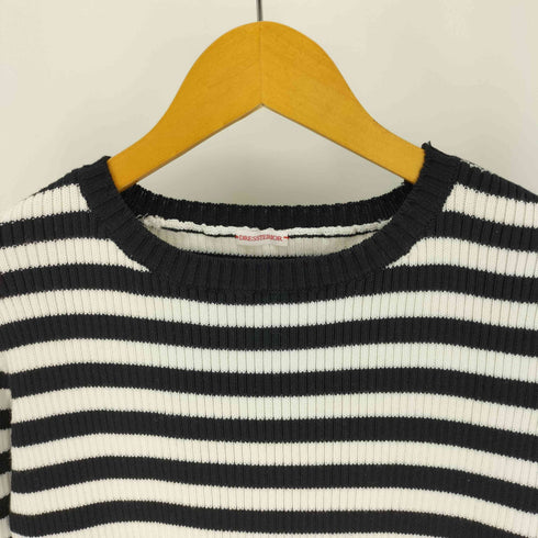 ドレステリア DRESSTERIOR 畔編み ボーダー ネックジップ クルーネック コットン ニット セーター レディース