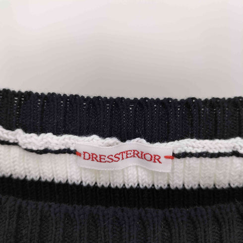 ドレステリア DRESSTERIOR 畔編み ボーダー ネックジップ クルーネック コットン ニット セーター レディース