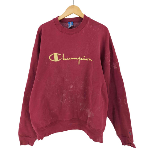 チャンピオン Champion 90s 青刺繍タグ MADE IN USA スクリプトロゴ ペイント加工スウェット メンズ import:XL