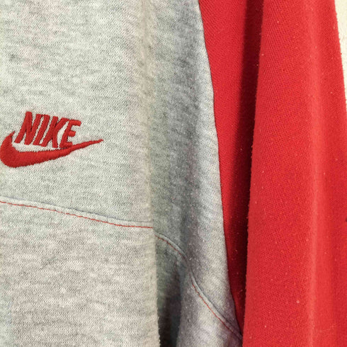 ナイキ NIKE 80s 紺タグ ロゴ刺繍 バイカラー ハーフジップラグランスウェット YKK メンズ import:L