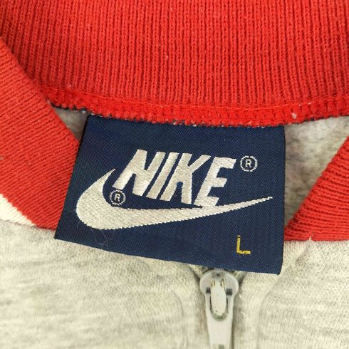 ナイキ NIKE 80s 紺タグ ロゴ刺繍 バイカラー ハーフジップラグランスウェット YKK メンズ import:L