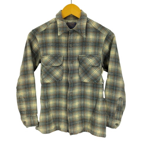 ペンドルトン PENDLETON 70S USA製 VIRGIN WOOL チェック オープンカラー ウーS シャツ メンズ import:S