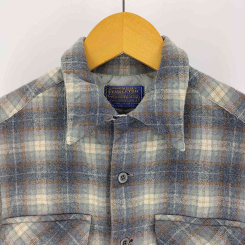 ペンドルトン PENDLETON 70S USA製 VIRGIN WOOL チェック オープンカラー ウーS シャツ メンズ import:S