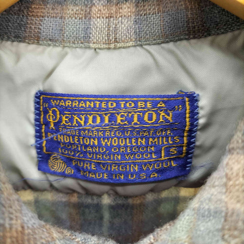 ペンドルトン PENDLETON 70S USA製 VIRGIN WOOL チェック オープンカラー ウーS シャツ メンズ import:S