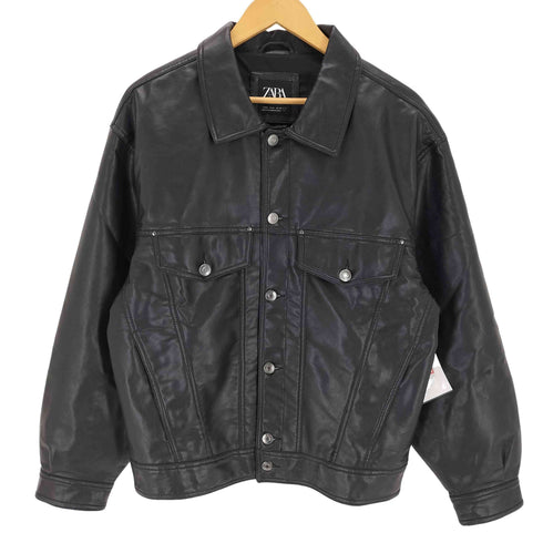 ザラ ZARA フェイクレザー トラッカージャケット メンズ import:M