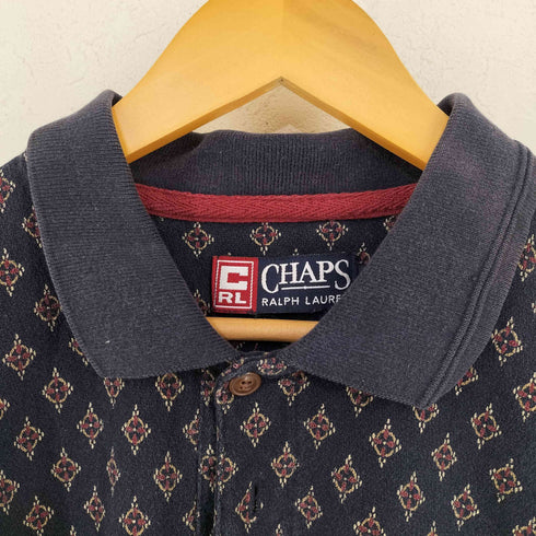 チャップスラルフローレン CHAPS RALPH LAUREN 総柄コットン ロングスリーブポロシャツ メンズ import:L