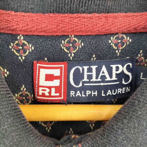 チャップスラルフローレン CHAPS RALPH LAUREN 総柄コットン ロングスリーブポロシャツ メンズ import:L