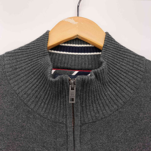 トミーヒルフィガー TOMMY HILFIGER ロゴ刺繍 ハーフジップ ニット セーター メンズ import:XL
