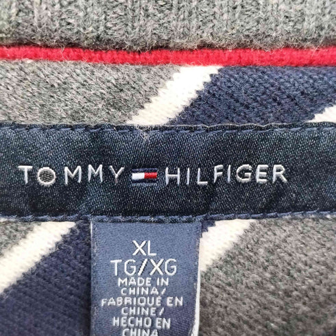 トミーヒルフィガー TOMMY HILFIGER ロゴ刺繍 ハーフジップ ニット セーター メンズ import:XL